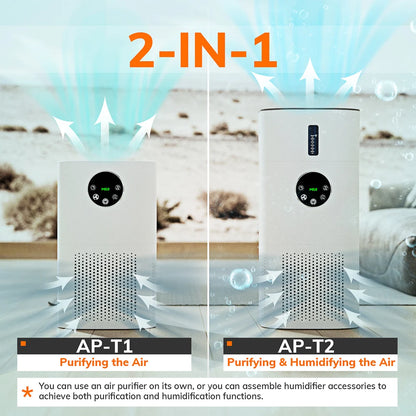 2-in-1 Air Purifier & Humidifier for Allergies, Pets, and Smokers, H13 HEPA Filter