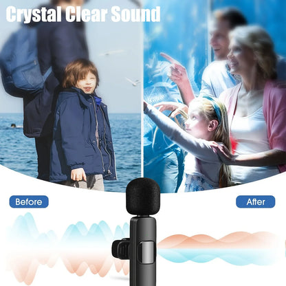 Wireless Lavalier Microphone, 1-Touch Recording, Voice-Activated for Streaming & Video Conferences