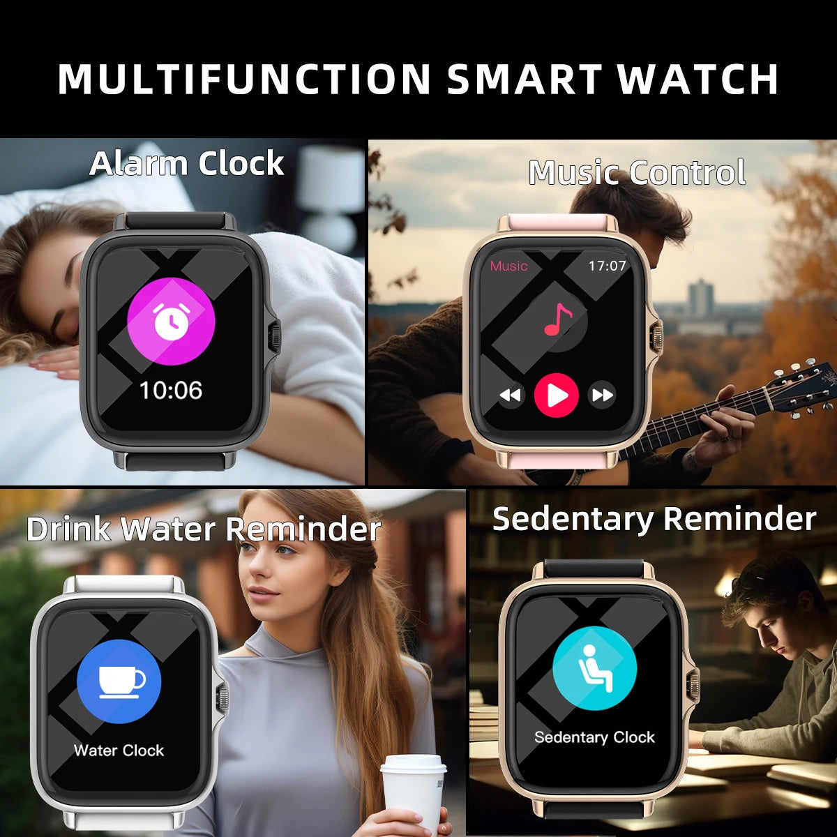 1.83'' Waterproof Smartwatch, Call/Message Alerts, Sleep Tracking, Pedometer, for iPhone & Android