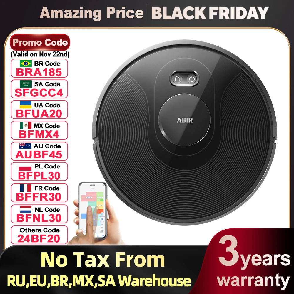 ABIR X8 Robot Vacuum Cleaner with Laser Mapping & Zone Cleaning