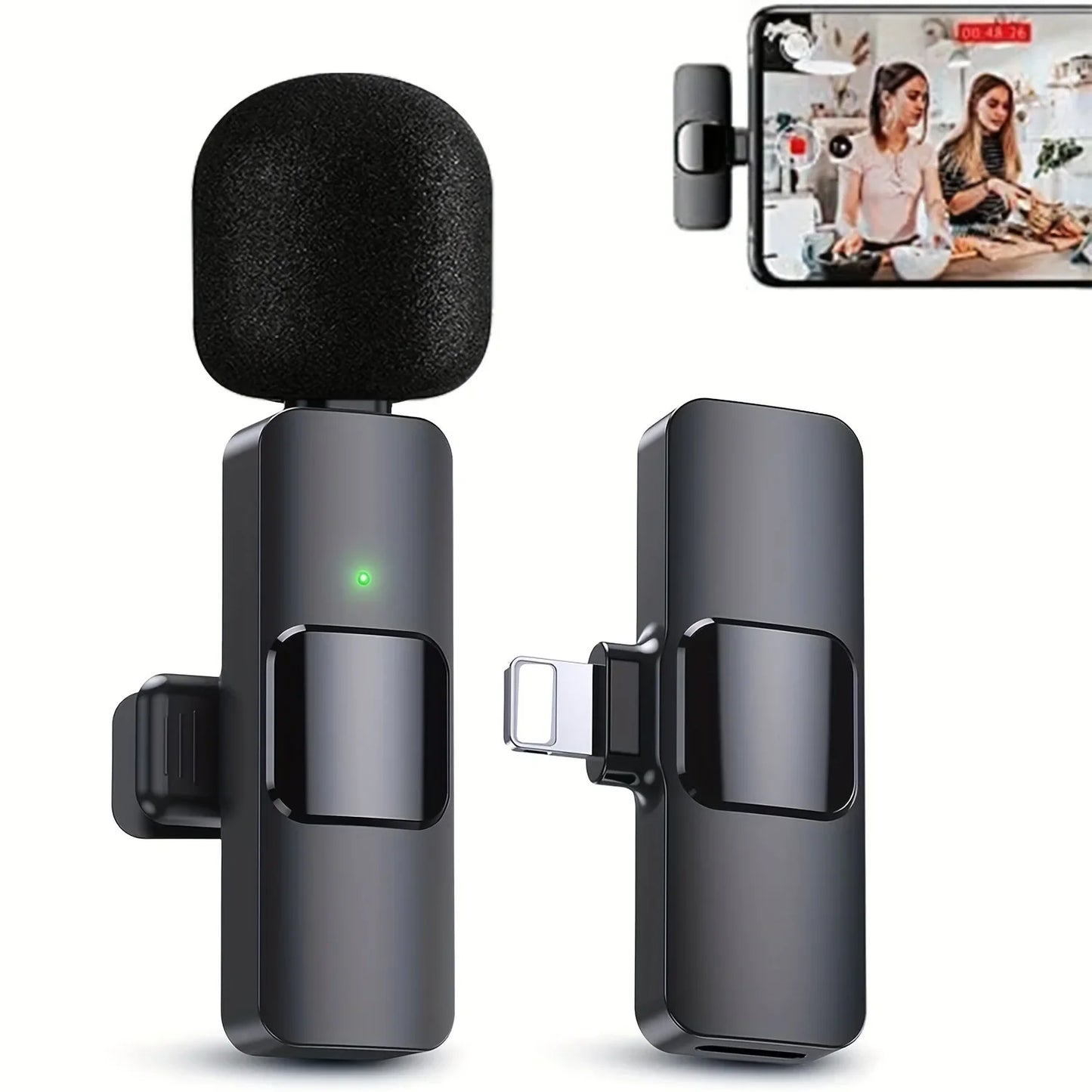 Wireless Lavalier Microphone, 1-Touch Recording, Voice-Activated for Streaming & Video Conferences